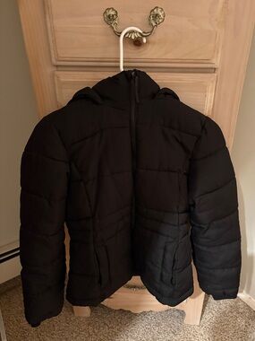 SO Kids Black Hooded Puffer Jacket